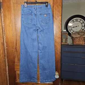 Ettelo High Waisted Wide Leg Jeans 8 - Classic Blue Stretchy Tummy Control‎ NEW
